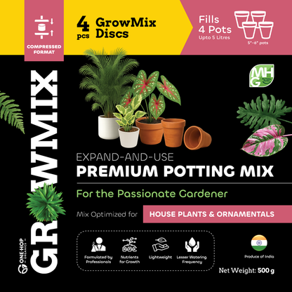 GrowMix – For House Plants & Ornamentals - Pack of 4 Compressed Discs