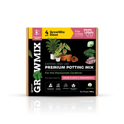 GrowMix – For House Plants & Ornamentals - Pack of 4 Compressed Discs