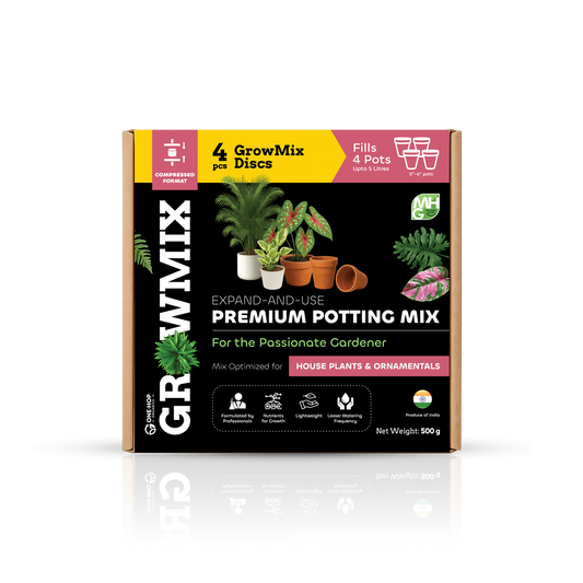 GrowMix – For House Plants & Ornamentals - Pack of 4 Compressed Discs